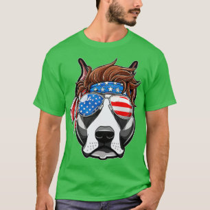 Merica Pitbull Hund 4. Juli Amerikanische Flagge T-Shirt