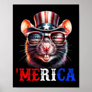 Merica Ratte Patriotisch 4. Juli Lustig Kinder Män Poster