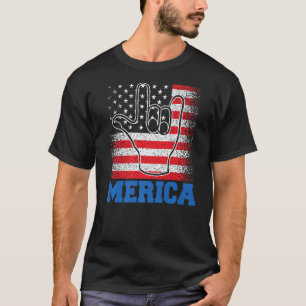 Merica Rock Sign 4. Juli US-amerikanische Flagge T-Shirt
