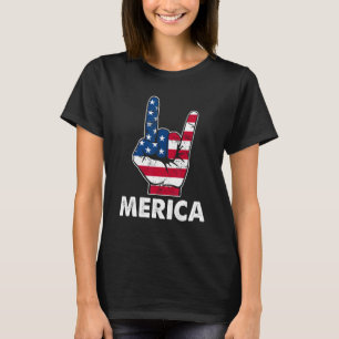 Merica Rock Sign 4. Juli Vintage amerikanische Fla T-Shirt