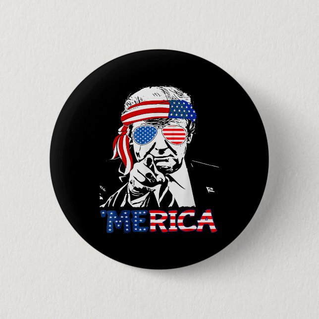 Merica Shirt glücklich 4. Juli Amerika Trump Ameri Button (Vorderseite)