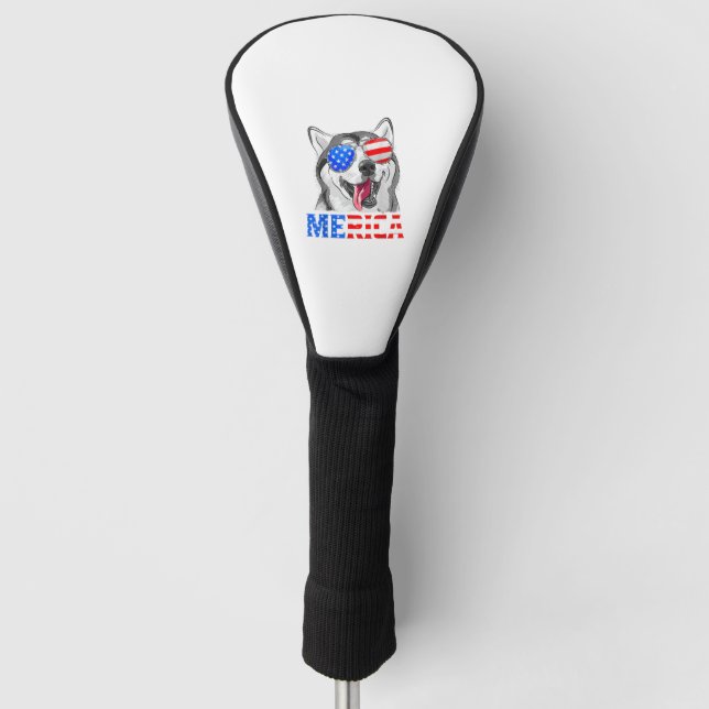 Merica Siberian Husky Hund American Flag 4. Jul Golf Headcover (Vorderseite)