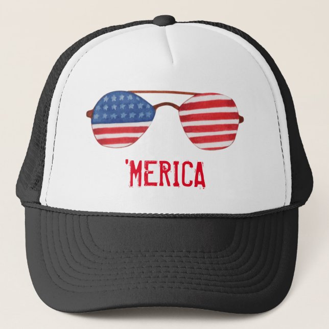 'Merica Sunglasses Trucker Hat Truckerkappe (Vorderseite)