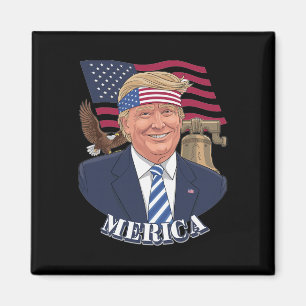 Merica Trump 4. Juli Amerikanische Flagge Donald T Magnet