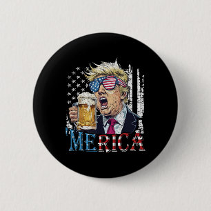 Merica Trump 4. Juli Lustig Trinken Bier Männer W Button