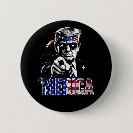 Merica Trump American Flag USA Button
