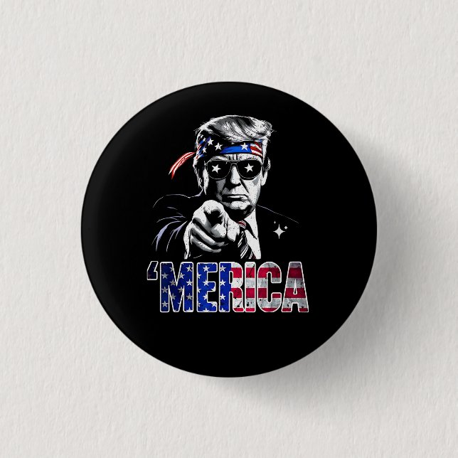 Merica Trump American Flag USA Button (Vorderseite)
