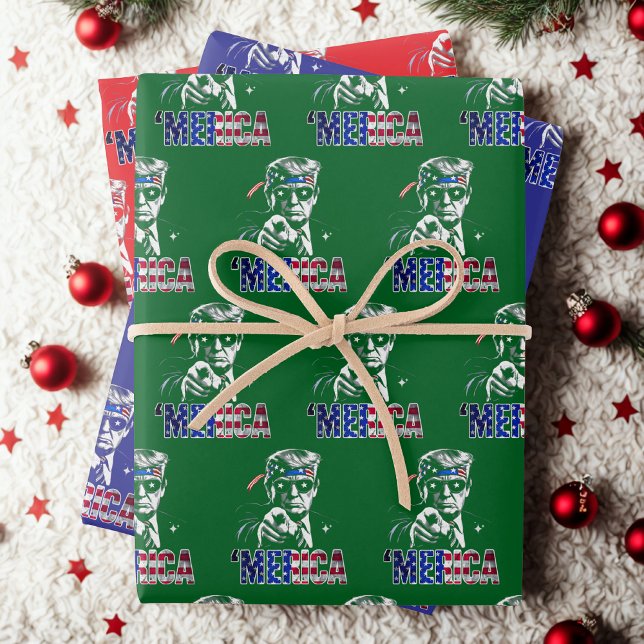 Merica Trump American Flag USA Präsident Trump Geschenkpapier Set (Von Creator hochgeladen)