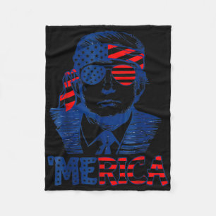 Merica Trump Frohes 4. Juli Trump Amerikanische Fl Fleecedecke