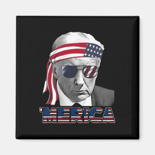 Merica Trump Frohes 4. Juli Trump Amerikanische Fl Magnet