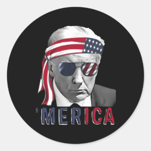 Merica Trump glücklich über den 4. Juli Trump - Am Runder Aufkleber