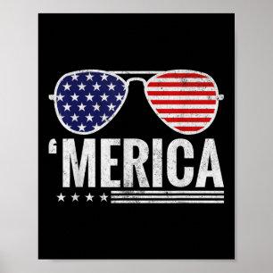 Merica US America Flag Sungles 4. Juli Patriot Poster