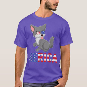 Merica USA Flag Alaskan Malamute Dog Sonnenbrille T-Shirt