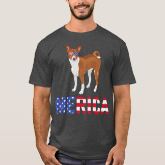 Merica USA Flag Basenji Dog Sonnenbrille Patriotic T-Shirt