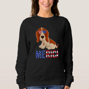 Merica Usa Flag Basset Hound Hunde Sonnenbrille 4. Sweatshirt