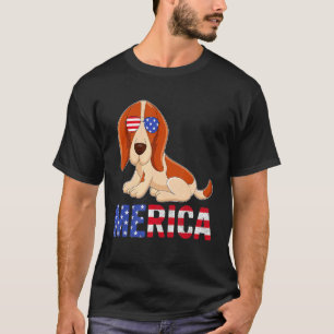 Merica Usa Flag Basset Hound Hunde Sonnenbrille 4. T-Shirt