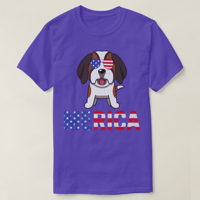 Merica USA Flag Bernard Dog Sonnenbrille Patriotic T-Shirt (Design vorne)