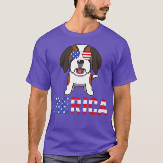 Merica USA Flag Bernard Dog Sonnenbrille Patriotic T-Shirt