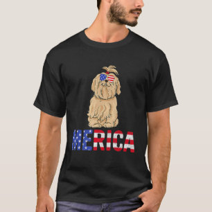 Merica Usa Flag Maltese Hunde Sonnenbrille Patriot T-Shirt