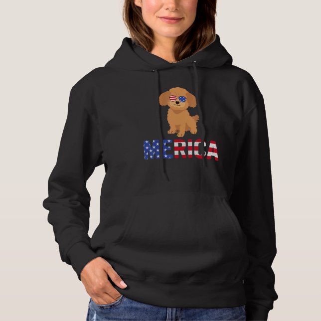 Merica Usa Flag Poodle Dog Sonnenbrille Patriotic  Hoodie (Vorderseite)