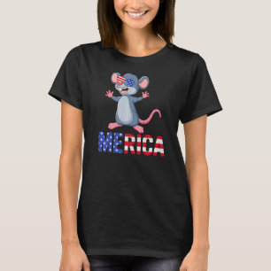 Merica Usa Flag Rat Sonnenbrille Patriotic 4. Ju T-Shirt