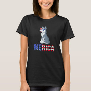 Merica Usa Flag Wolf Sonnenbrille Patriotic 4. J T-Shirt