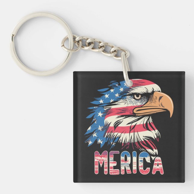 MERICA Veterans Day Eagle Flag und Patriotischer S Schlüsselanhänger (Vorderseite)