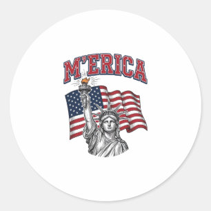 MERICA Vintage Liberty Patriotisch Runder Aufkleber