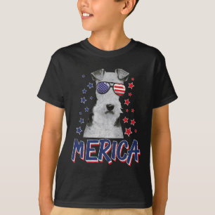 Merica Wire Fox Terrier Dog 4. Juli US-amerikanisc T-Shirt