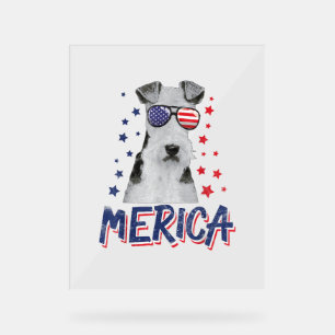 Merica Wire Fox Terrier Dog 4. Juli USA Geschenk Acrylschild