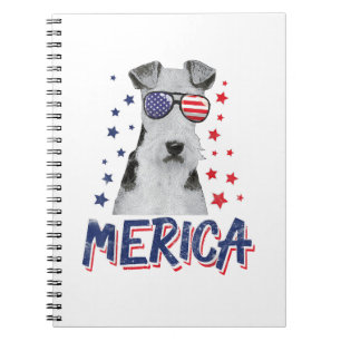 Merica Wire Fox Terrier Dog 4. Juli USA Geschenk Notizblock