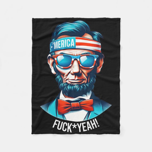 Merica Yeah Abraham Lincoln 4. Juli Fleecedecke (Vorderseite)