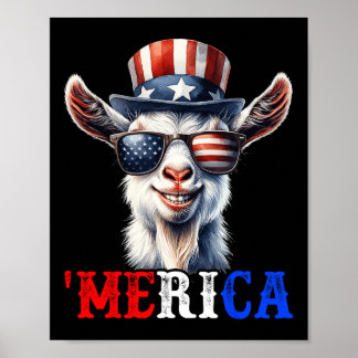Merica Ziege Patriotic 4. Juli Funny Kids Men W Poster