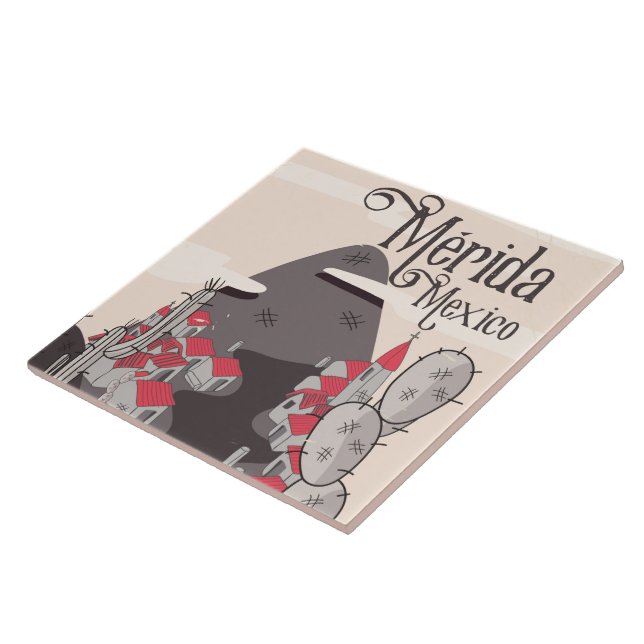 Mérida Mexico Reiseplakat Fliese (Seite)