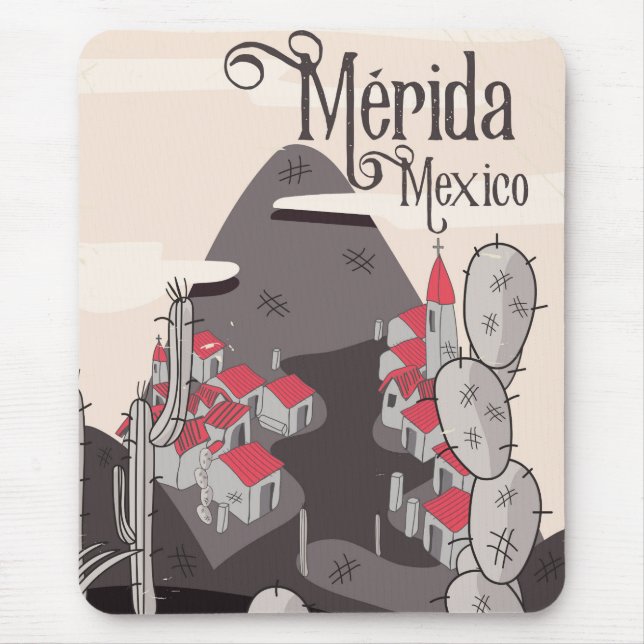 Mérida Mexico Reiseplakat Mousepad (Vorne)