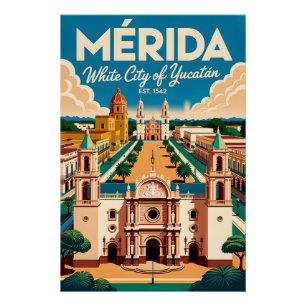 Mérida Mexico Retro-Reiseposter-Kunst Poster