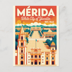 Mérida Mexico Retro-Reiseposter-Kunst Postkarte