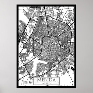 Merida Mexico Stadtplan Poster