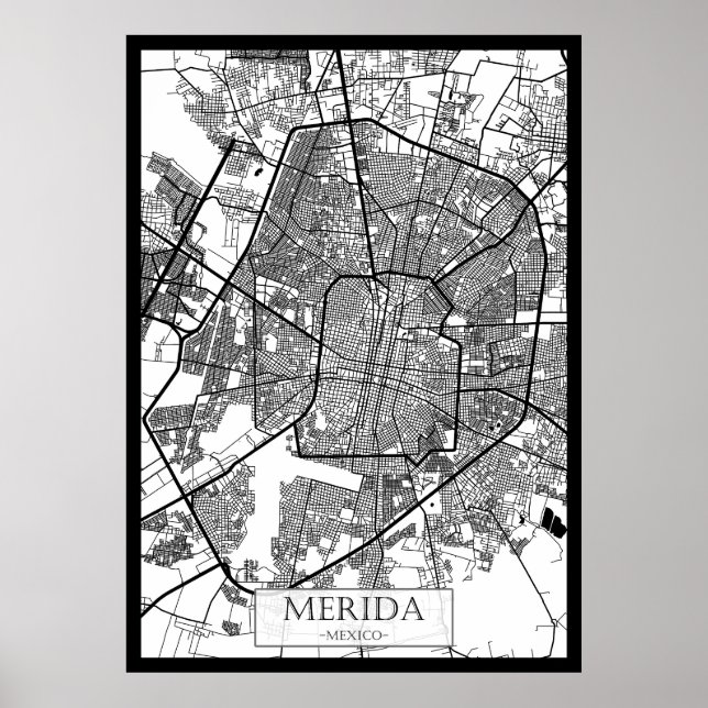 Merida Mexico Stadtplan Poster (Vorne)