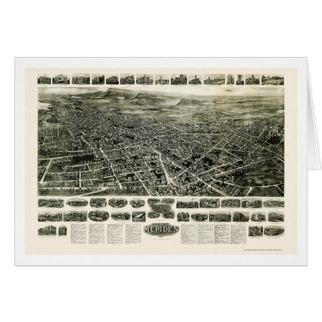 Meriden, panoramische Karte CT - 1918 (Vorderseite (Horizontal))