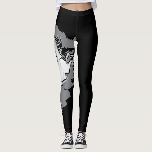 Meridies Pferd - grauer Strudel Leggings (Vorderseite)