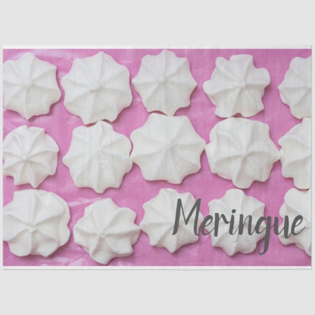 Meringues auf rosa Papiergeschenk Seidenpapier (Vorderseite)