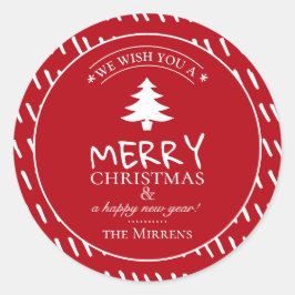 Merish Wish Holiday Red Personalisiert Runder Aufkleber
