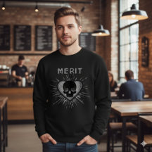 Merit-Totenkopf-Herz-Grunge-Grafik-T-Shirt