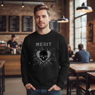 Merit-Totenkopf-Herz-Grunge-Grafik-T-Shirt Sweatshirt
