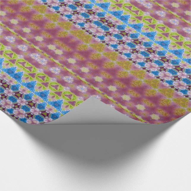 Meriwear Floral Haze Chic Strip Romantische Geschenkpapier (Ecke)