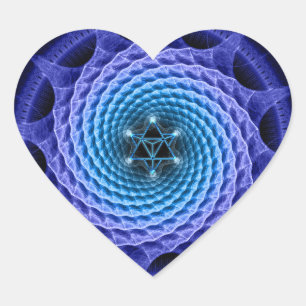 Merkaba gewundenes Mandala-Blau Herz-Aufkleber
