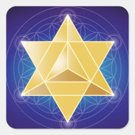 Merkaba mit Blume des Lebens Quadratischer Aufkleber
