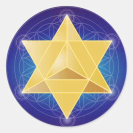 Merkaba mit Blume des Lebens Runder Aufkleber