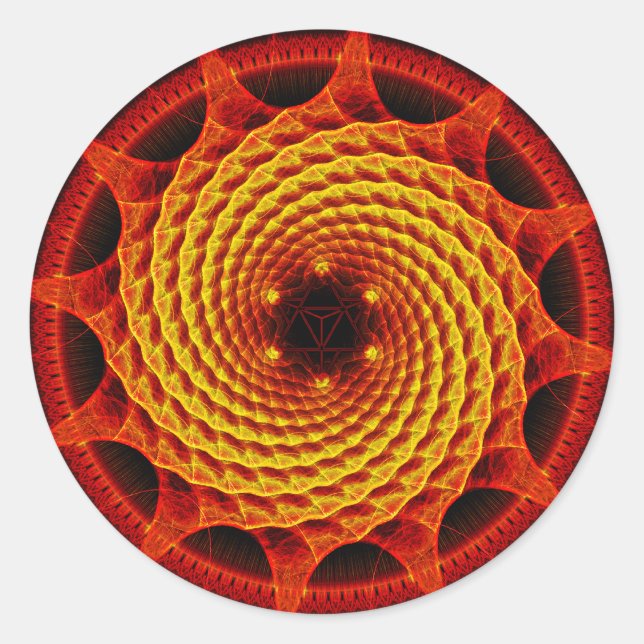 Merkaba Spiral Mandala Rotes Fraktal Sticker (Vorderseite)
